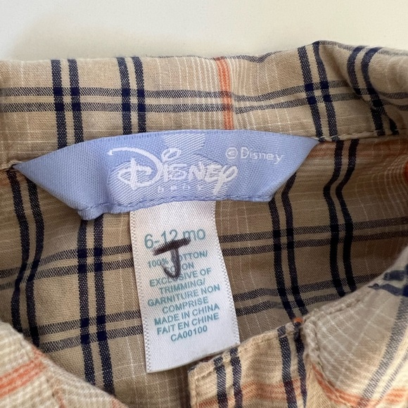 Disney Baby Winnie The Pooh Bugs Theme Plaid Button Down Short Sleeve Shirt Y2K - Picture 6 of 6